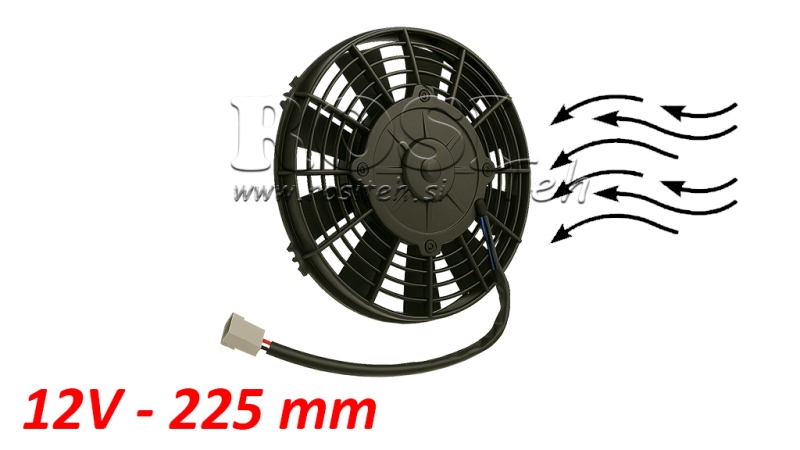 AXIAL LÜFTER - VENTILATOR 225 mm - ABLEITEND 12V