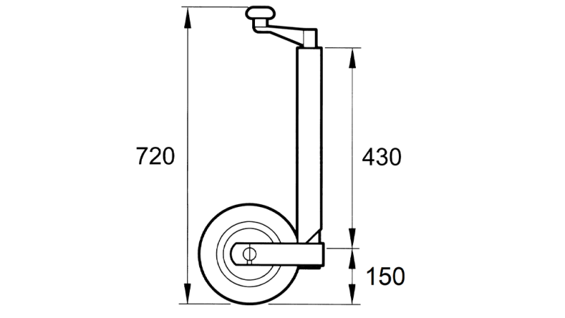 STÜTZFUß FÜR AUTOANHÄNGER MIT RAD 250mm-400kg