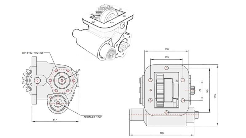 Abmessungen DER HYDRAULIKPUMPE - IVECO 475 SMLX