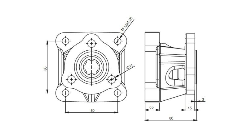 Abmessungen 3X4 ADAPTER FÜR GUSSPUMPEN