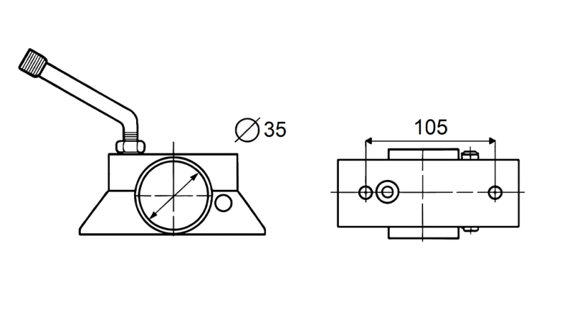 STÜTZFUßSCHELLE 75kg FÜR AUTOANHÄNGER