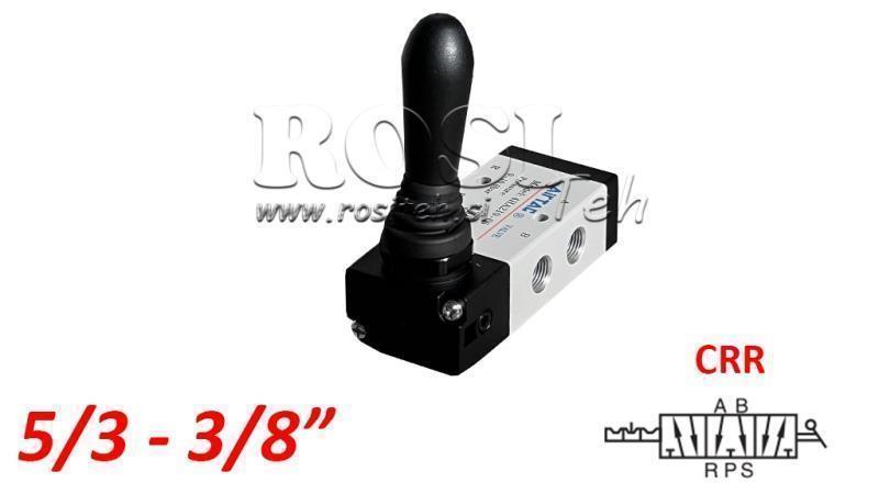 PNEVMATSKI ROČNI VENTIL 5/3 3/8 PRT-1053-CRR ROČNO VRAČANJE
