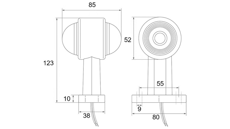 SEITENLICHT FÜR ANHÄNGER RUNDE WEISS/ROT