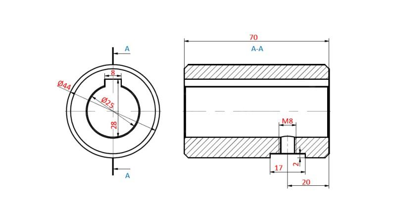 REDUZIERER FÜR HYDROMOTOR MP-MR 25x70x10