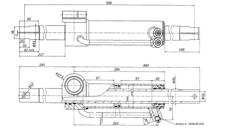 HYDRAULISCHER LENKZYLINDER MASSEY FERGUSON OEM-6202491M91