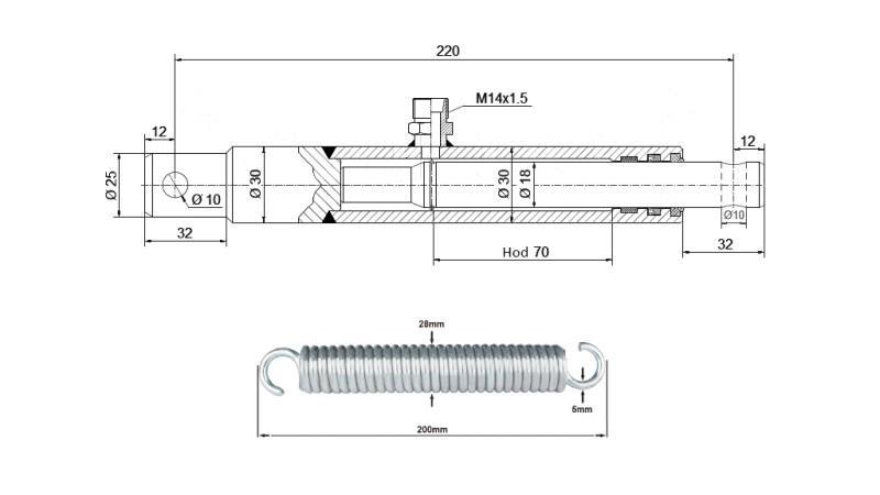 HYDRAULIKZYLINDER FÜR ÖFFNEN DER KLAPPE 30/18-70
