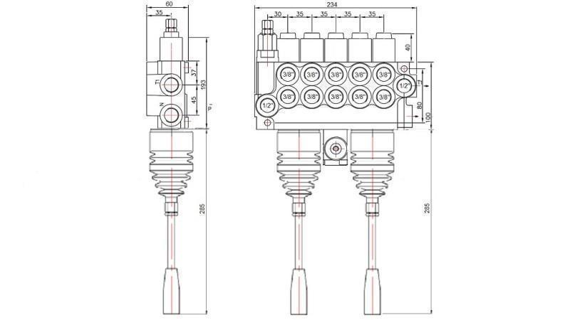 HID. VENTIL 5xP40 2x JOYSTICK