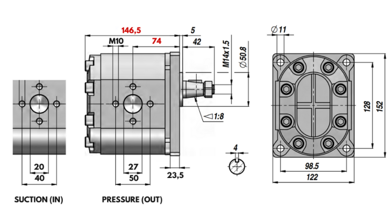 HYDRAULIK PUMPE GR.3 46 CC RECHTS - FLANSCH