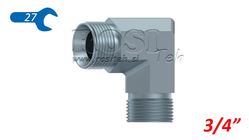 HYDRAULIK KNIE 90°BSP KURZ MÄNNLICH-MÄNNLICH 3/4
