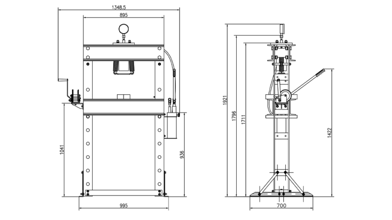 HYDRAULISCHE WERKSTATTPRESSE FÜR LAGER 50T - Doppelpumpe