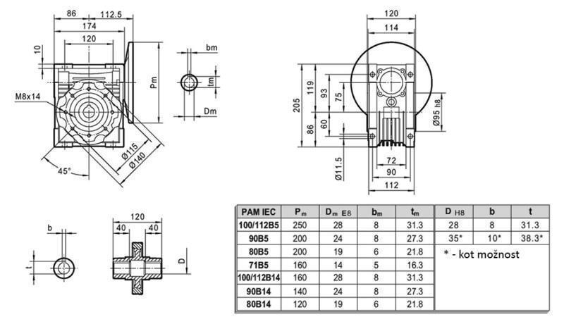 PMRV-75 REDUZIERSTÜCK FÜR ELEKTROMOTOR MS100 (2.2-3-4kW) VERHÄLTNIS 7.5:1