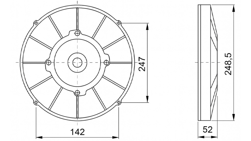 AXIAL LÜFTER - VENTILATOR 255 mm - ZULEITEND 24V