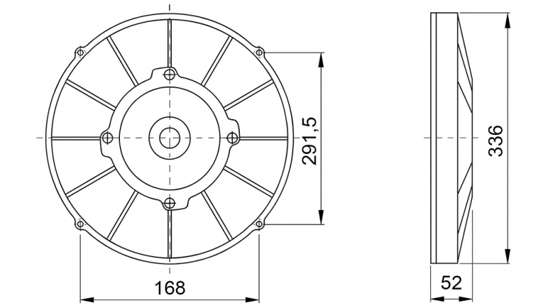 AXIAL LÜFTER - VENTILATOR 305 mm - ZULEITEND 12V