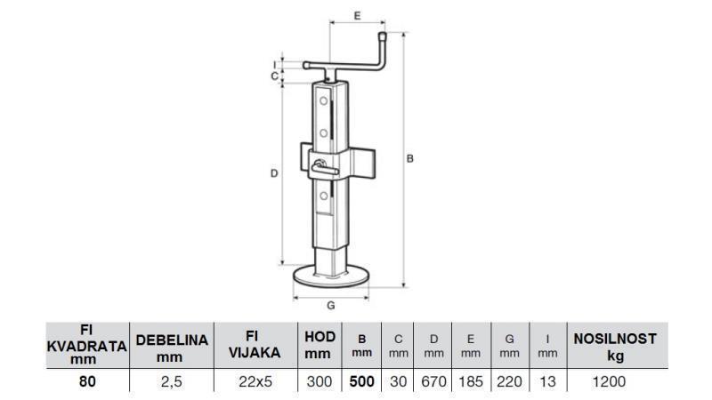 VERSTELLBARE GEWINDESTÜTZE 300MM - 1200KG